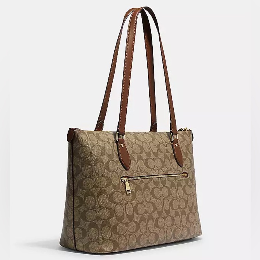 Coach Signature Canvas Tote Bag in Khaki/Brown - Picture 2 of 3